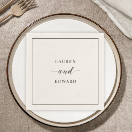 モダンエレガント白結婚色 スタンダードカクテルナプキン