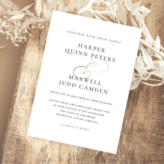 モダンエレガント白結婚色 マグネット招待状