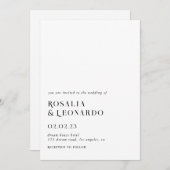 モダンエレガント白結婚色 招待状 (正面/裏面)