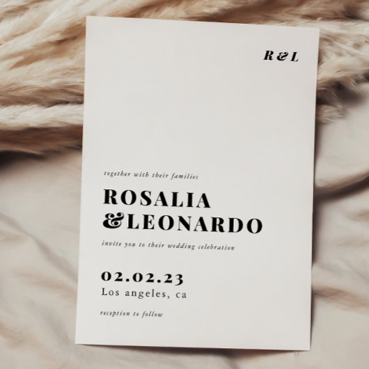 モダンエレガント白結婚色 招待状