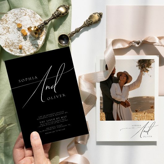 モダンエレガント白結婚色 招待状