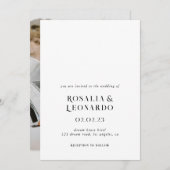 モダンエレガント白結婚色 招待状 (正面/裏面)