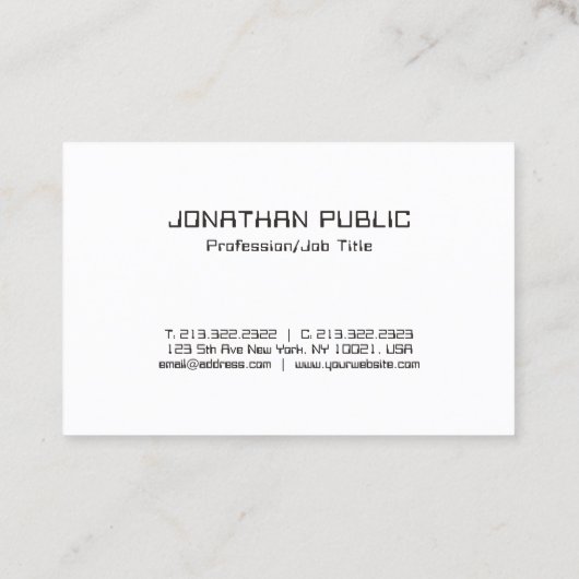 モダンエレガント白黒お洒落テンプレートシックトップ 名刺 (裏面)