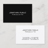 モダンエレガント白黒お洒落テンプレートシックトップ 名刺 (正面/裏面)