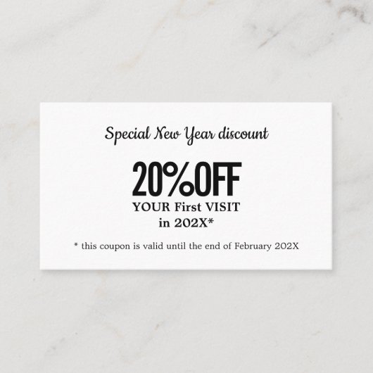 モダンエレガント白黒はっきりした美しい 割引カード (正面)