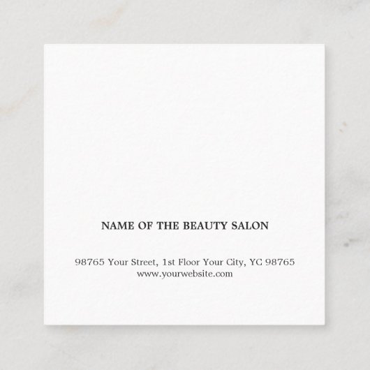 モダンエレガント白黒グレイ美容師 スクエア名刺 (裏面)
