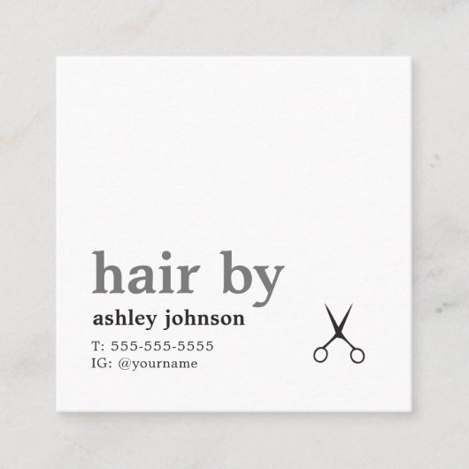 モダンエレガント白黒グレイ美容師 スクエア名刺 (正面)
