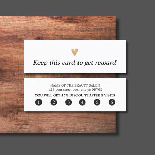 モダンエレガント白黒フェイク金ゴールドハート ロイヤリティカード