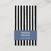 モダンエレガント白黒ブルーストライプコンサルタント 名刺 (正面)