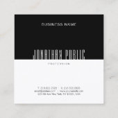 モダンエレガント白黒プロフェッショナルテンプレート スクエア名刺 (裏面)