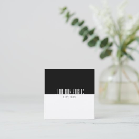 モダンエレガント白黒プロフェッショナルテンプレート スクエア名刺 (スタンド正面)