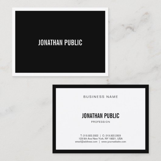 モダンエレガント白黒プロフェッショナル 名刺 (正面/裏面)