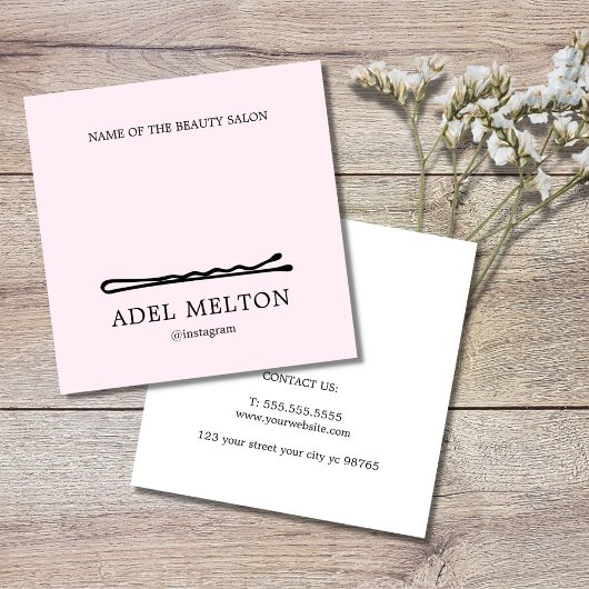 モダンエレガント白黒ヘアピンサロン ロイヤリティカード