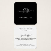 モダンエレガント白黒モノグラム割引カード (正面&裏面)