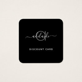 モダンエレガント白黒モノグラム割引カード