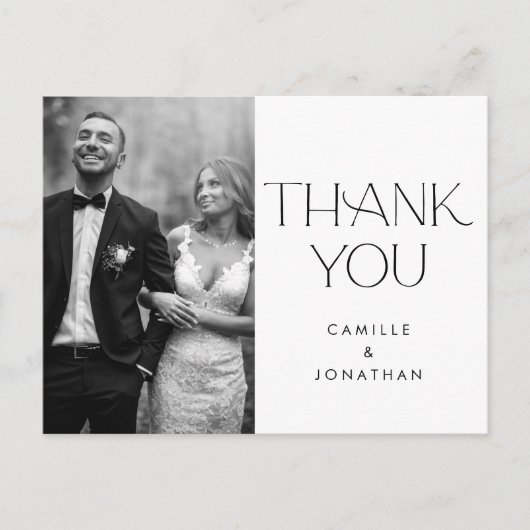 モダンエレガント白黒写真結婚さん ポストカード (正面)