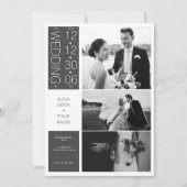 モダンエレガント白黒写真結婚コラージュ シーズンカード (正面)