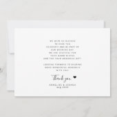 モダンエレガント白黒写結婚真 サンキューカード (裏面)