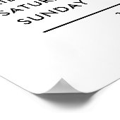 モダンエレガント白黒営業時間 ポスター (角)