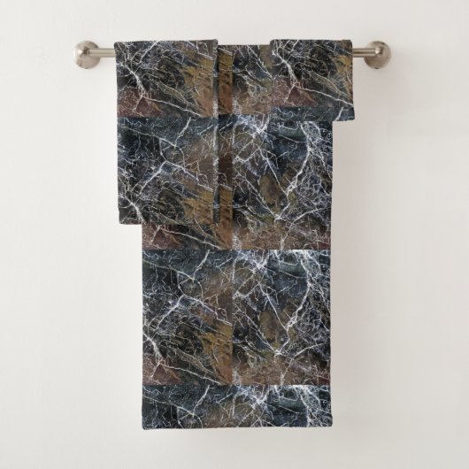 モダンエレガント白黒大理石の紋様 バスタオルセット (インサイチュ)