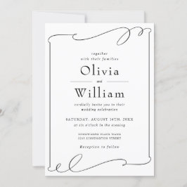 モダンエレガント白黒結婚の 招待状