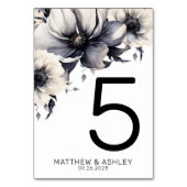 モダンエレガント白黒結婚フローラ テーブルナンバー (正面)