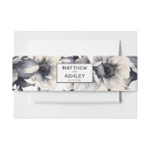 モダンエレガント白黒結婚フローラ 招待状ベリーバンド (正面例)