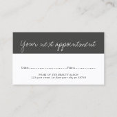 モダンエレガント白黒美しいアポイントメントカード 予約カード (正面)