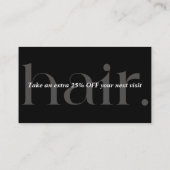 モダンエレガント白黒美しい割引カード 割引カード (裏面)