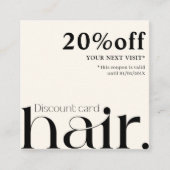 モダンエレガント白黒美しい割引カード 割引カード (正面)