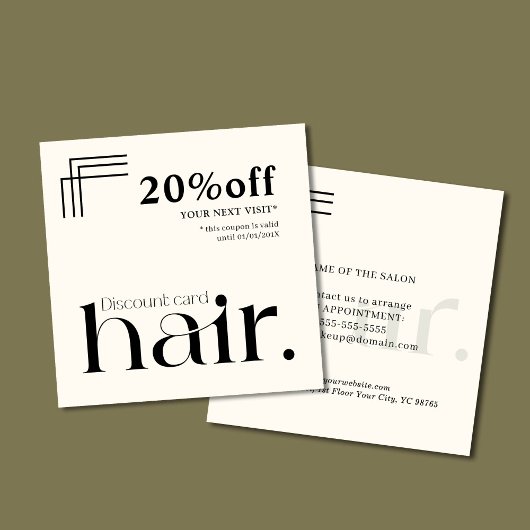 モダンエレガント白黒美しい割引カード 割引カード