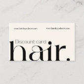 モダンエレガント白黒美しい割引カード 割引カード (正面)