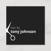モダンエレガント白黒美容師 スクエア名刺 (正面)