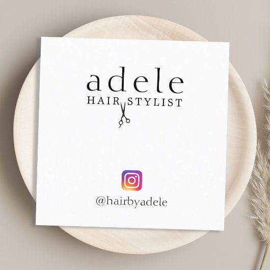 モダンエレガント白黒美容師 スクエア名刺