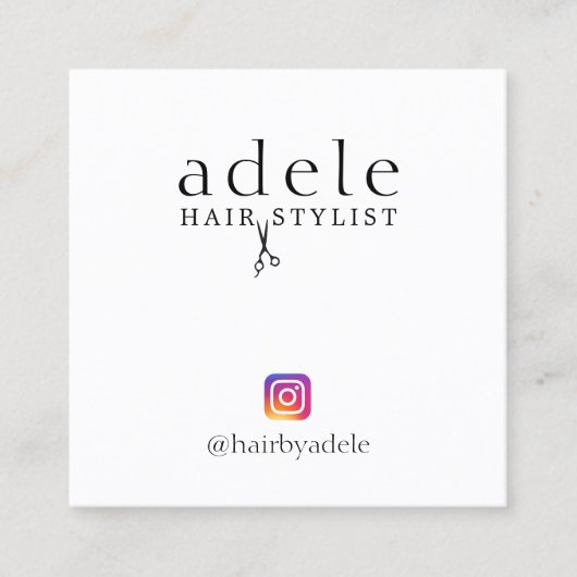 モダンエレガント白黒美容師 スクエア名刺 (正面)
