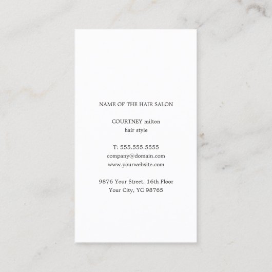 モダンエレガント白黒美容師 名刺 (裏面)