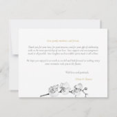 モダンエレガント白黒金ゴールド結婚蘭 サンキューカード (裏面)