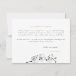 モダンエレガント白黒金ゴールド結婚蘭 サンキューカード