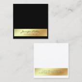 モダンエレガント白黒金ゴールド スクエア名刺 (正面/裏面)