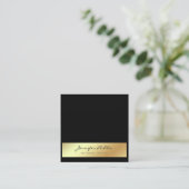 モダンエレガント白黒金ゴールド スクエア名刺 (スタンド正面)