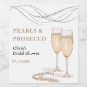 モダンエレガント真珠とプロセッコブライダルシャワー ワインラベル (シングルラベル)