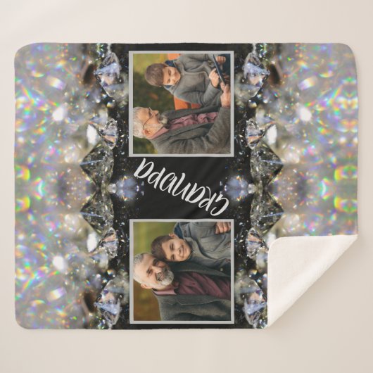 モダンエレガント祖父が自分の写真を作成 シェルパブランケット (正面(横))