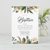 モダンエレガント秋の落ち葉 洗礼 招待状 (スタンド正面)