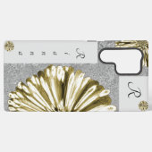 モダンエレガント紋付きダイアモンド花金ゴールド SAMSUNG GALAXYケース (裏面横)