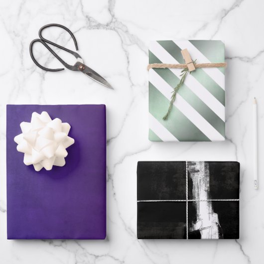 モダンエレガント素朴抽象芸術ストライプの及び ラッピングペーパーシート (正面)