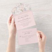 モダンエレガント素朴植物色フローラ オールインワン招待状 (貼ってはがせる)