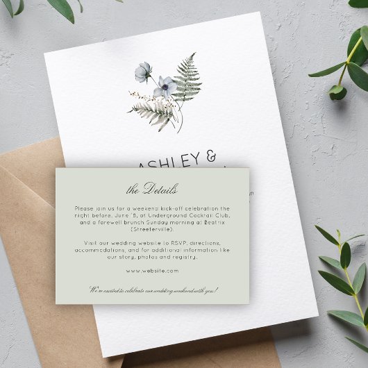 モダンエレガント素朴野結婚花詳細 エンクロージャーカード