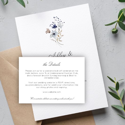 モダンエレガント素朴野結婚花詳細 エンクロージャーカード