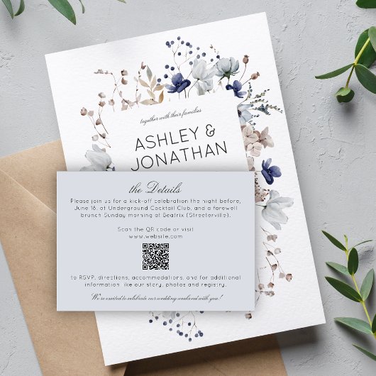 モダンエレガント素朴野結婚花詳細 エンクロージャーカード