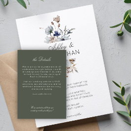 モダンエレガント素朴野結婚花詳細 エンクロージャーカード